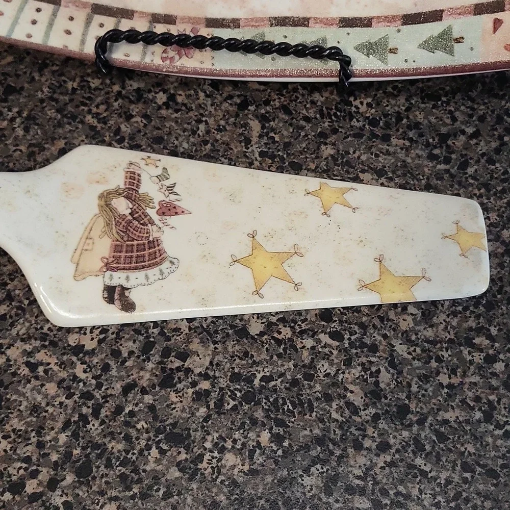 LTD Commodities Primitive Country Christmas Angel Cookie Serving Tray w/ Spatula